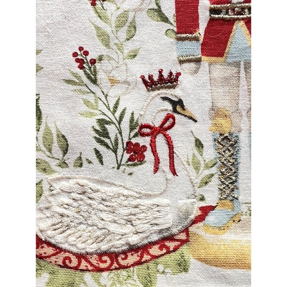 NUTCRACKER CHRISTMAS Dish Kitchen Towel Set 2 Red Jacket Embroidered Swans NICE - Picture 4 of 10